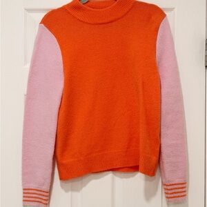 Colorblock Orange and Pink Women's Sweater